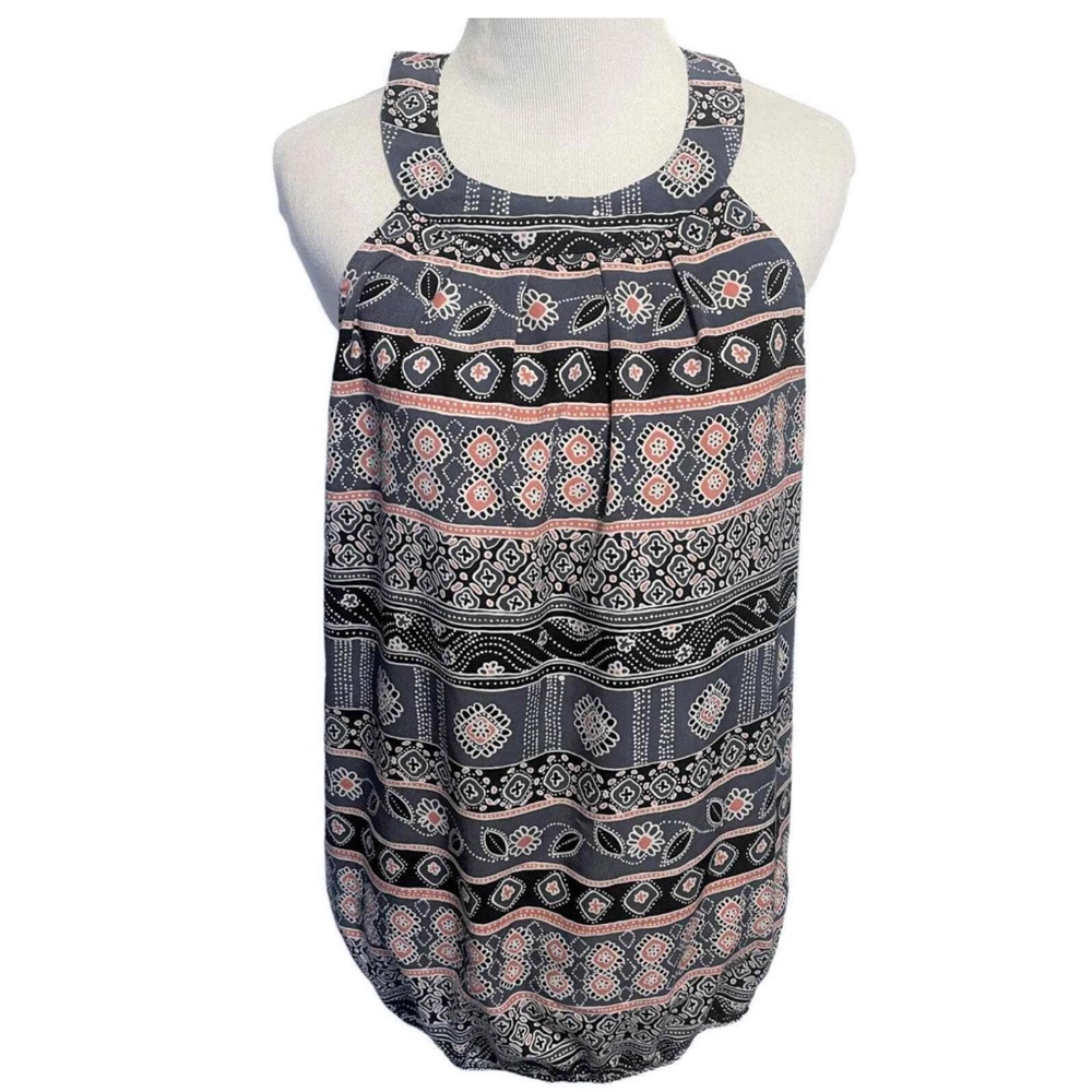 LOFT paisley halter - navy pink grey M
